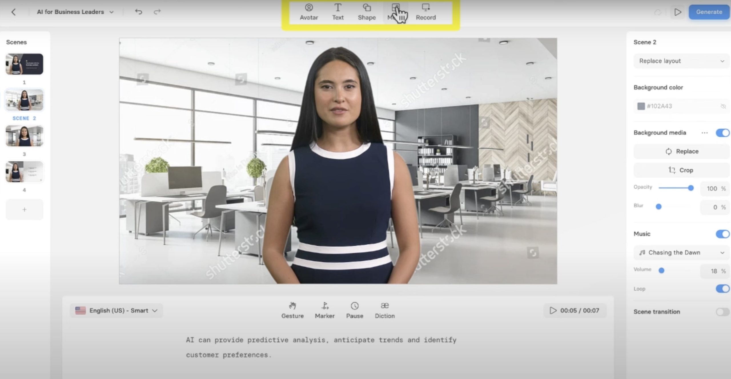 dashboard editeur synthesia