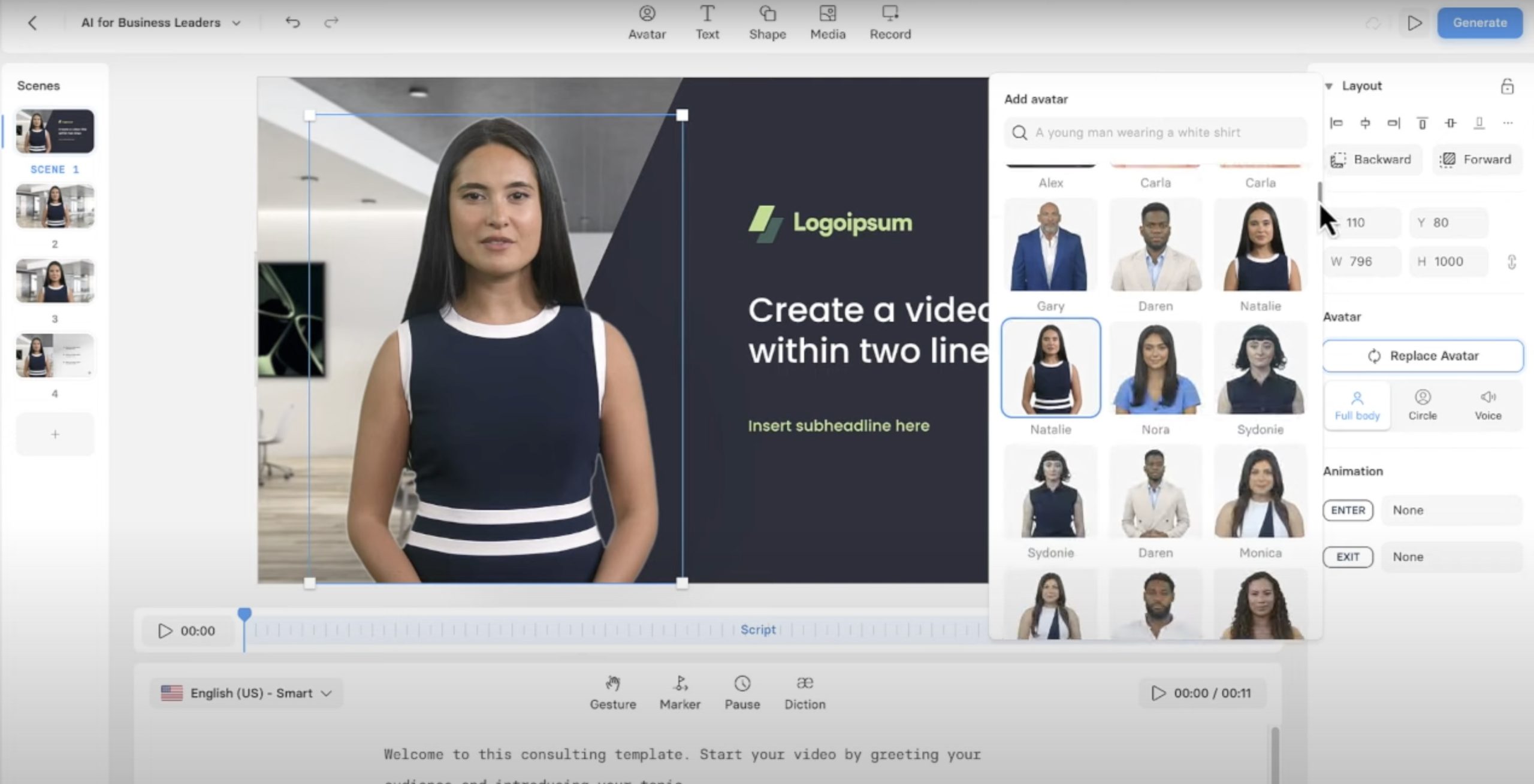 templates avatars synthesia