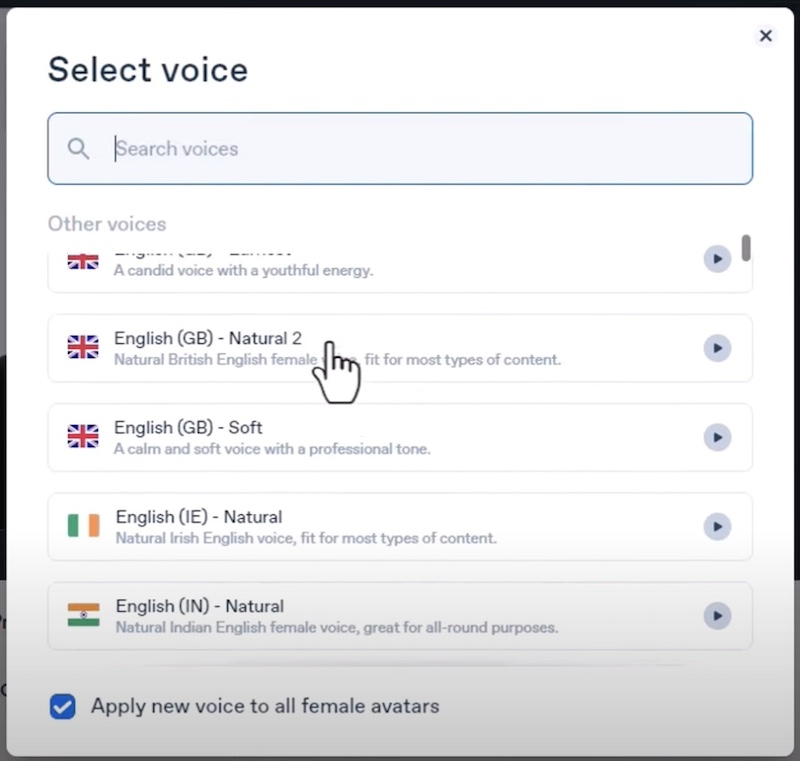 voix languages synthesia